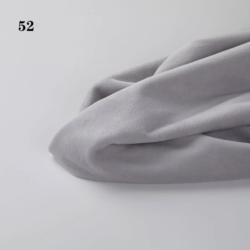 A yard of Longon Craft Soft Minky Fabric (1mm, light gray) is draped on a white surface, with “52” in black at the top left. Ideal for DIY sewing, craft, and upholstery doll plushies.
