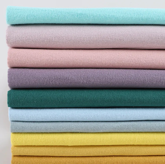 Solid Cotton Fannel Fabric By The Yard | Plain 100%Cotton Flannelette Material | Comfy Fall Flannel Cloth For Sewing Craft