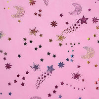 Star Minky Fabric By The Yard | Shiny Star Moon Patterned Plush Minky Fabric | Polyester Cuddle Minky Material For DIY Craft Sewing