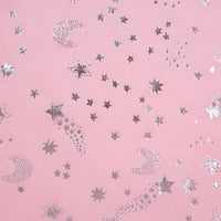 Star Minky Fabric By The Yard | Shiny Star Moon Patterned Plush Minky Fabric | Polyester Cuddle Minky Material For DIY Craft Sewing