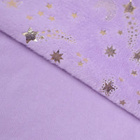 Star Minky Fabric By The Yard | Shiny Star Moon Patterned Plush Minky Fabric | Polyester Cuddle Minky Material For DIY Craft Sewing