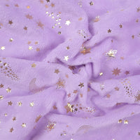 Star Minky Fabric By The Yard | Shiny Star Moon Patterned Plush Minky Fabric | Polyester Cuddle Minky Material For DIY Craft Sewing