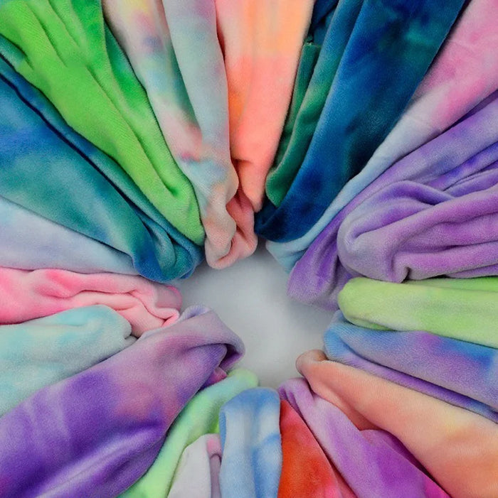 Stretch Rainbow Minky Fabric By The Yard | Gradient Colorful Printed Floral Minky Fabric | DIY Plushies Toys Clothing Material