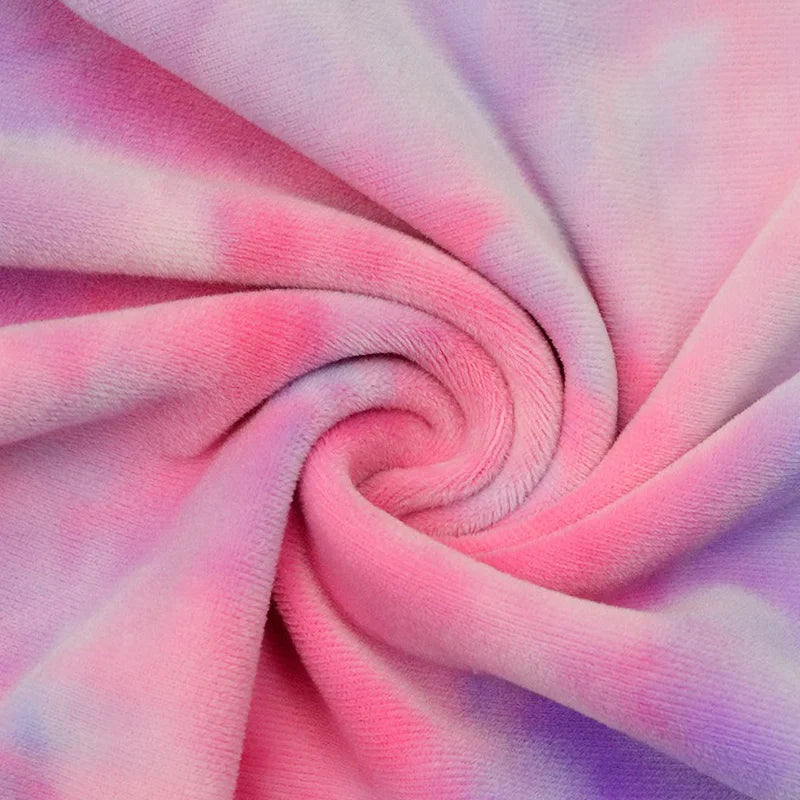 Stretch Rainbow Minky Fabric By The Yard | Gradient Colorful Printed Floral Minky Fabric | DIY Plushies Toys Clothing Material