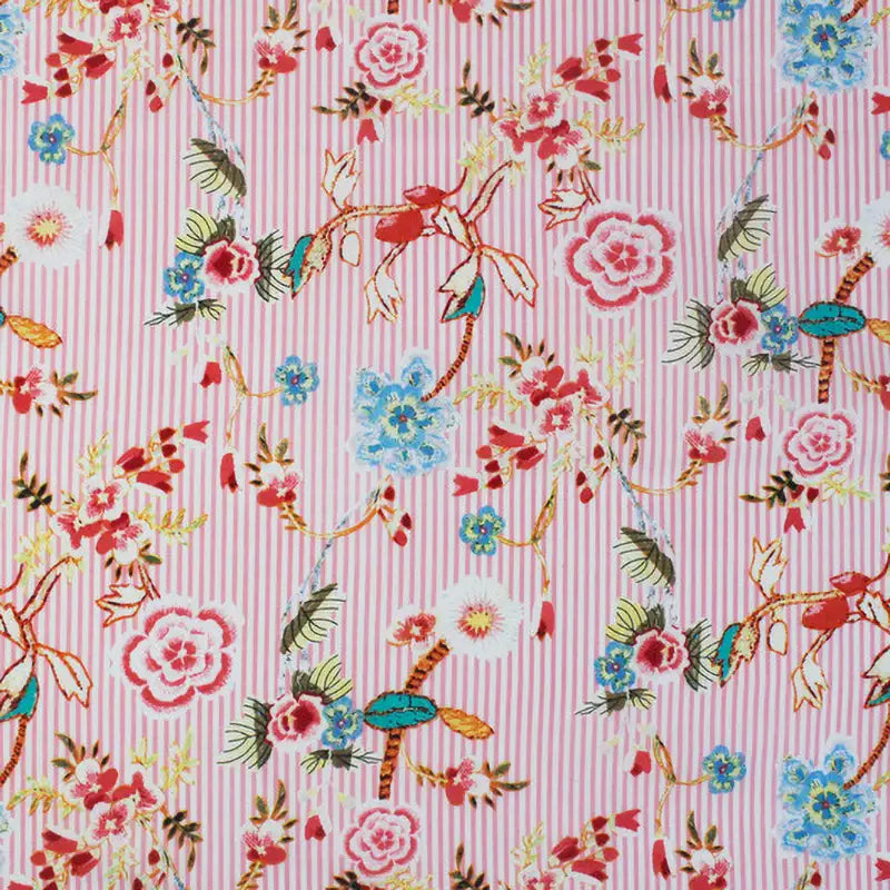 stripefloralcottonvoilefabricbytheyard