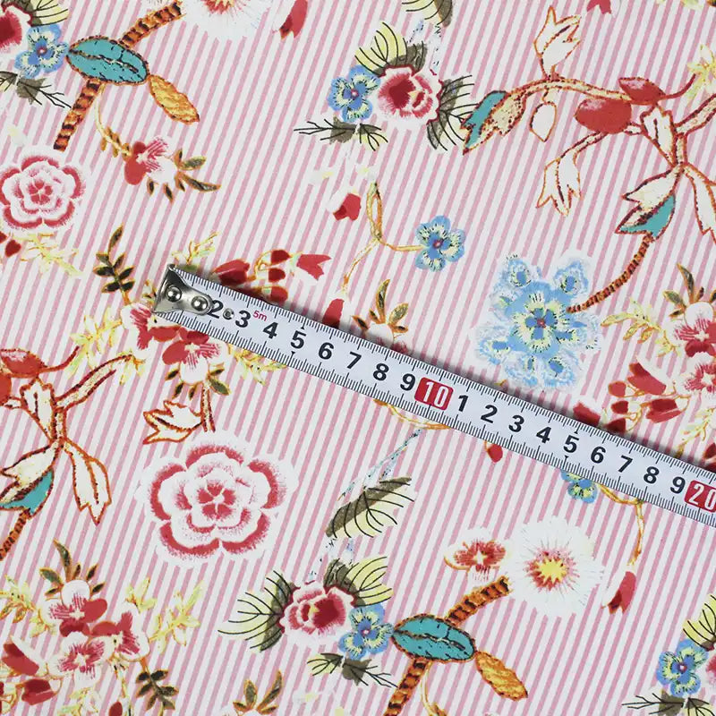 stripefloralcottonvoilefabricbytheyard