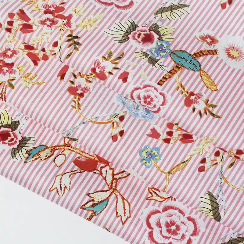 stripefloralcottonvoilefabricbytheyard