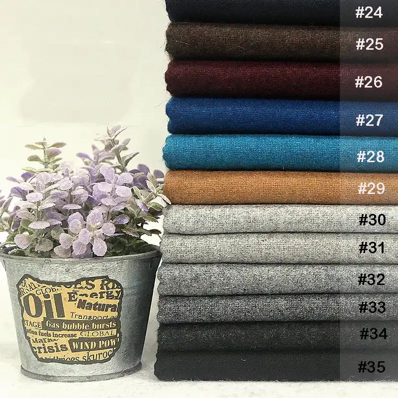 Wool Flannel Fabric By The Yard | Solid Plain Wool Polyester Flannelette Fabric | Cozy Fall Flannel Textile Material