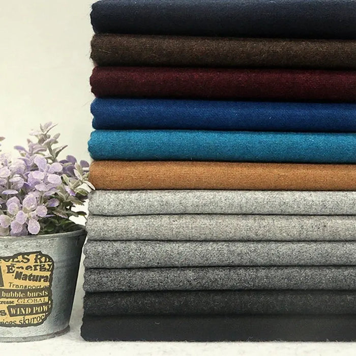 Wool Flannel Fabric By The Yard | Solid Plain Wool Polyester Flannelette Fabric | Cozy Fall Flannel Textile Material